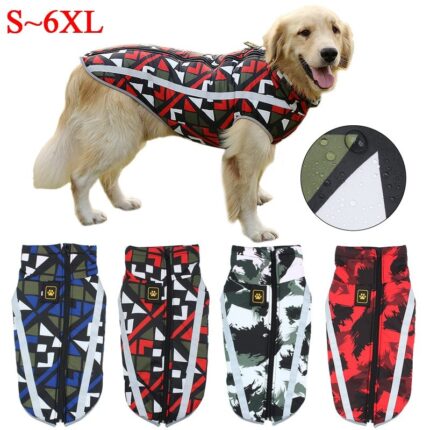 Dog Coat Reversible Jacket Waterproof Winter Coat British Style Plaid Clothes Pet Cold Weather Coats