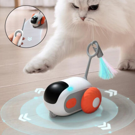 Remote Control Electric Cat Toy Smart Interactive Chase Car Smart Sensing Automatic Mobile Rolling Car