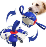 Dog Toys Soccer Ball with Straps Interactive Toys for Tug of War Puppy Birthday Toy Dog Water Toy