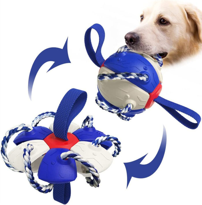 Dog Toys Soccer Ball with Straps Interactive Toys for Tug of War Puppy Birthday Toy Dog Water Toy