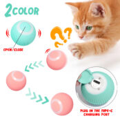 Cat Toys Ball with LED Lights Smart Automatic Rolling Kitten Toys with Type-C Charge