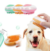 Pet Soft Silicone Massage Bath Brush Scrubber Shampoo Soap Dispenser Dog Cat