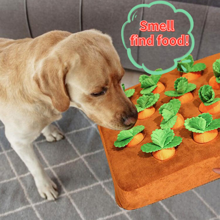 Carrot Snuffle Mat for Dogs Plush Puzzle Toys Non-Slip Nosework Feed Games Pet Stress Relief